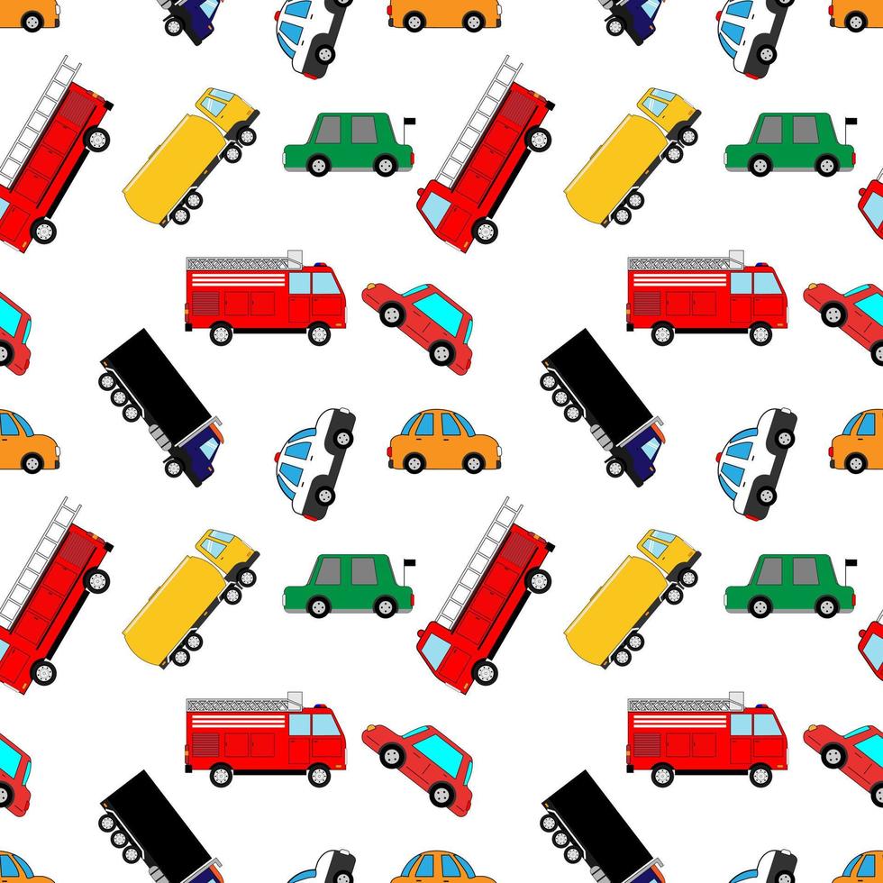 cute car and truck pattern design vector