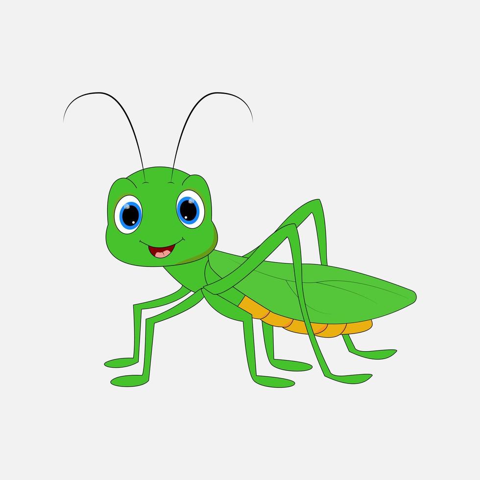 cute grasshopper animal cartoon vector