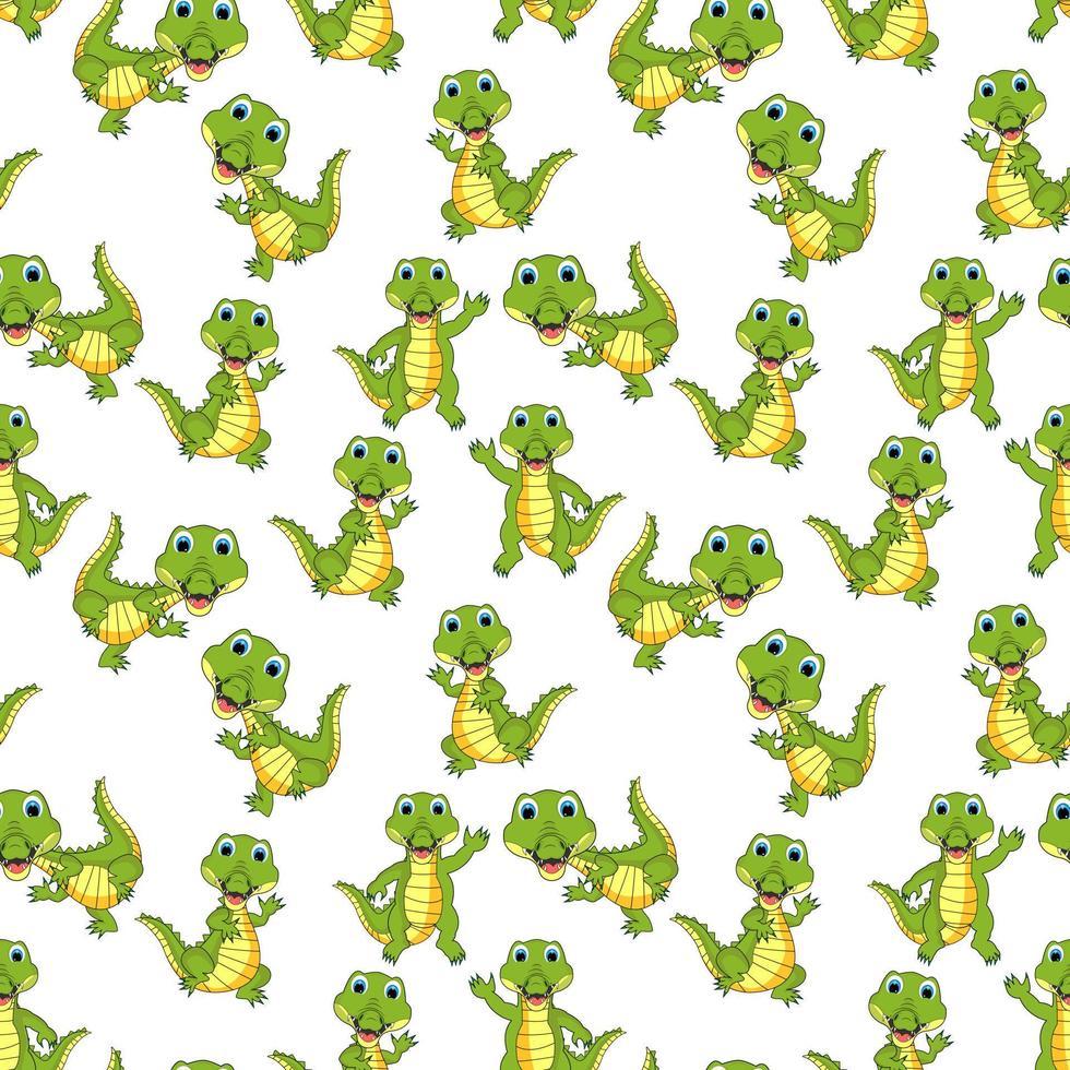 cute crocodile pattern design vector