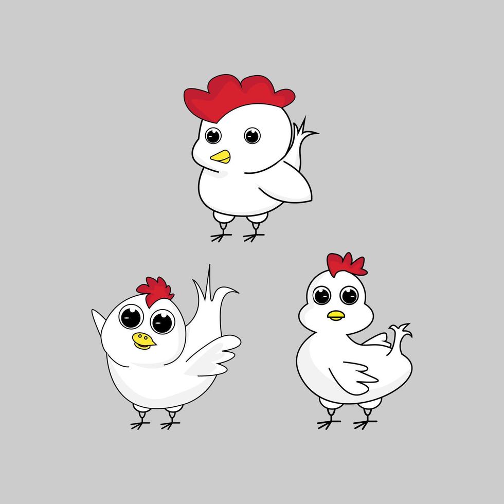 cute chiken animal cartoon vector