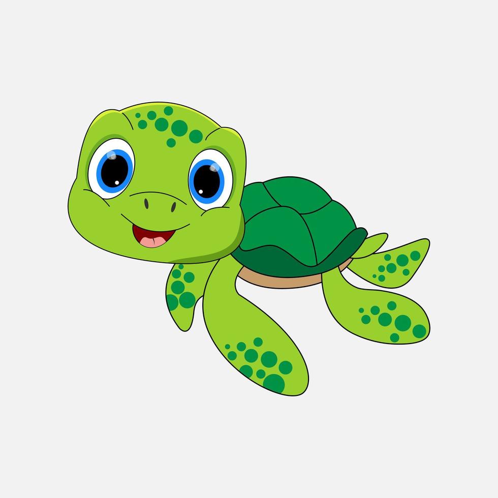 lindo, tortuga, animal, caricatura vector