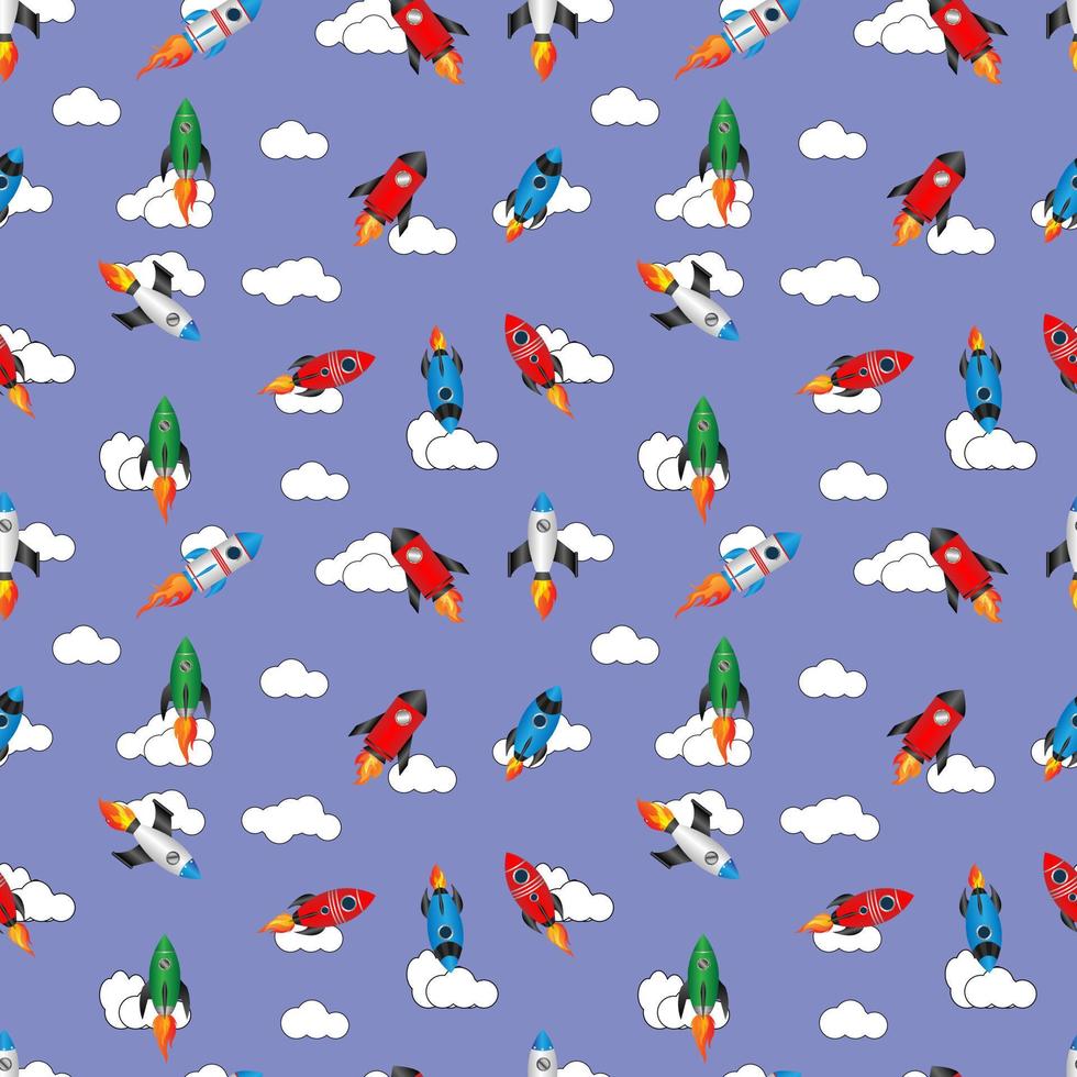 cute rocket pattern design vector