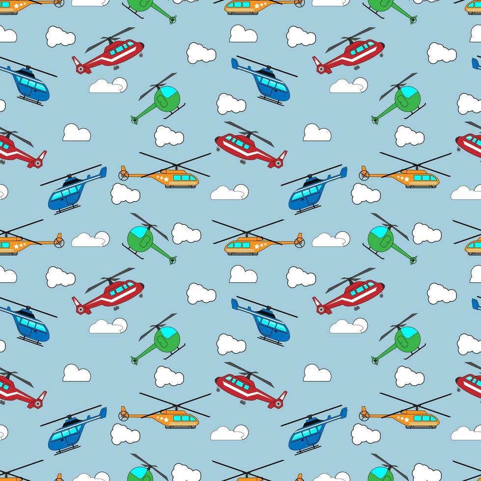 cute helicopter pattern design vector