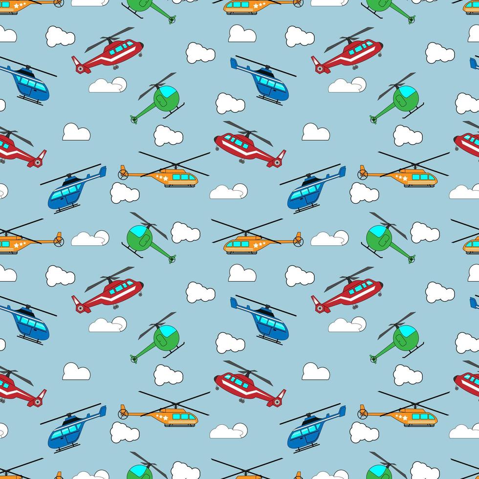 cute helicopter pattern design vector