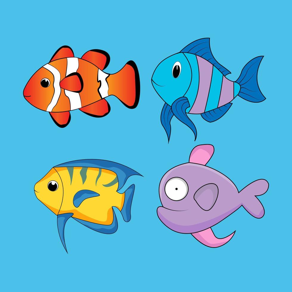 cute fish animal cartoon vector