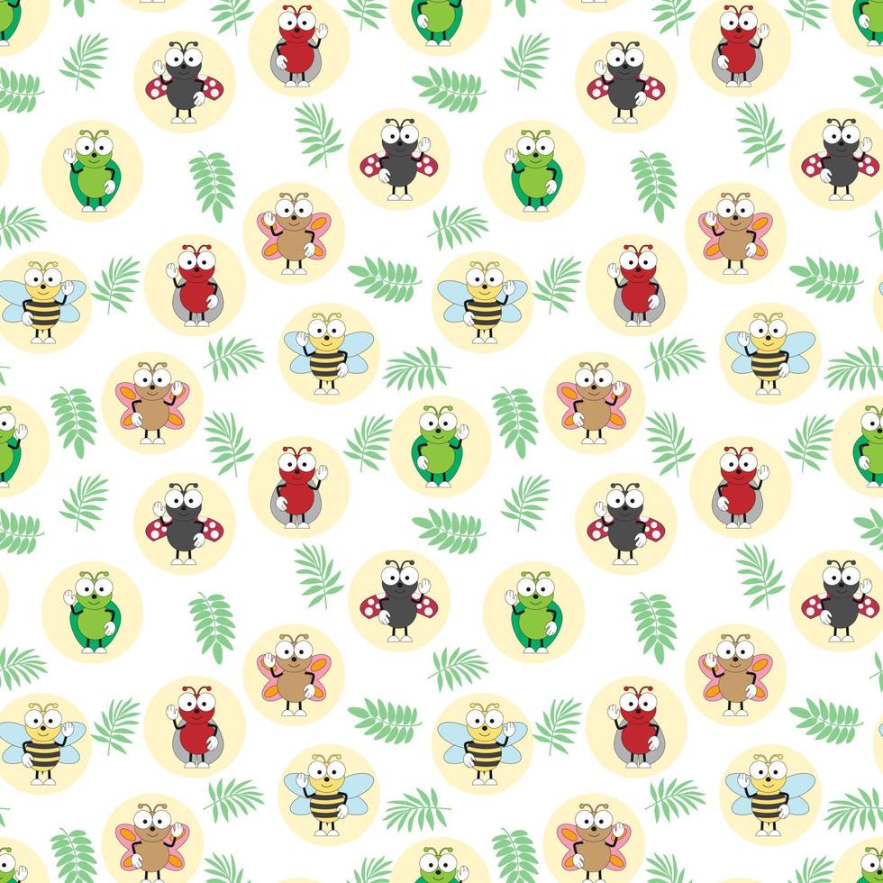 cute insect pattern design vector