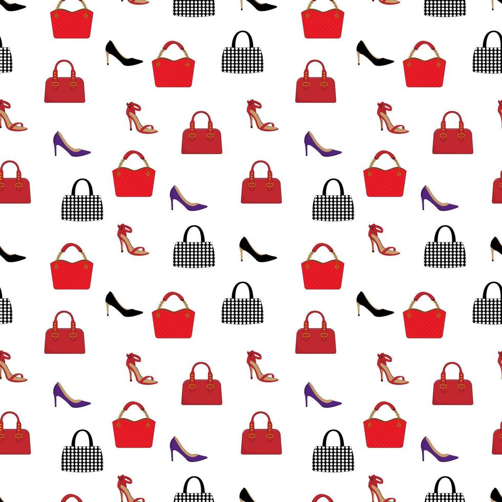 cute bag and shoe pattern design vector