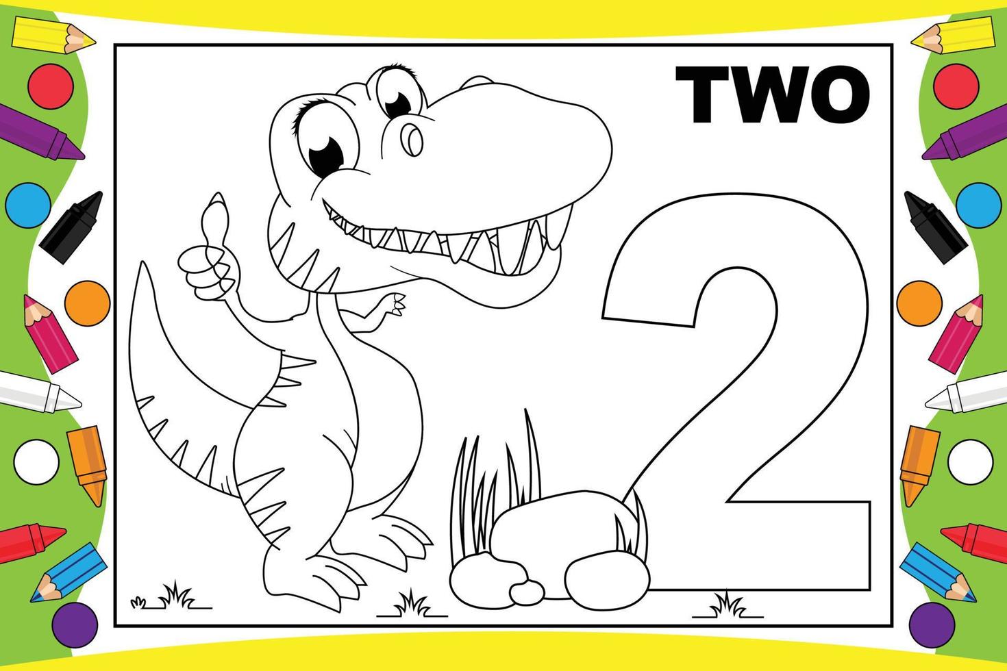 dibujos animados de dinosaurios para colorear con número para niños 7802356  Vector en Vecteezy