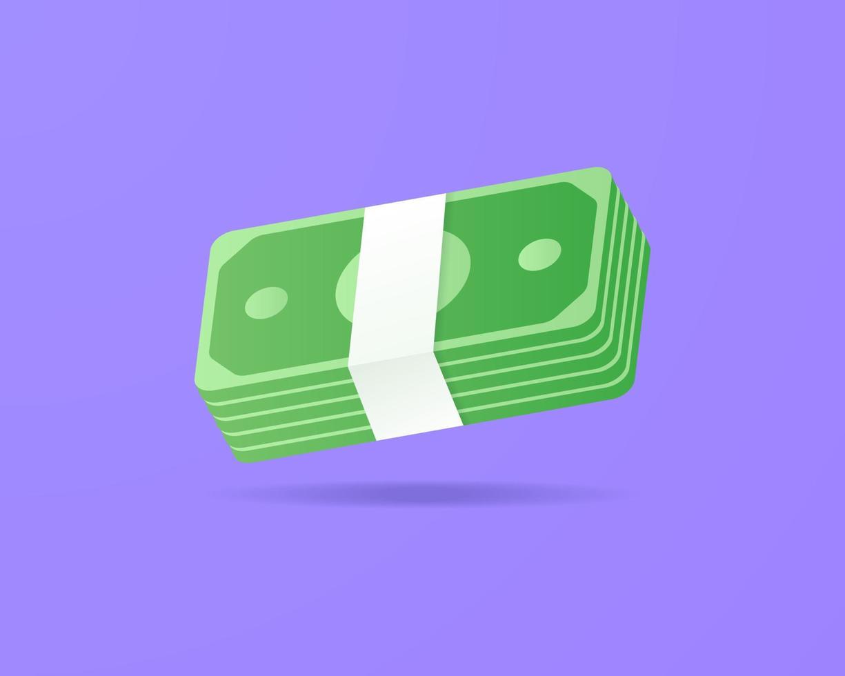 Realistic money stack 3d icon design illustrations vector