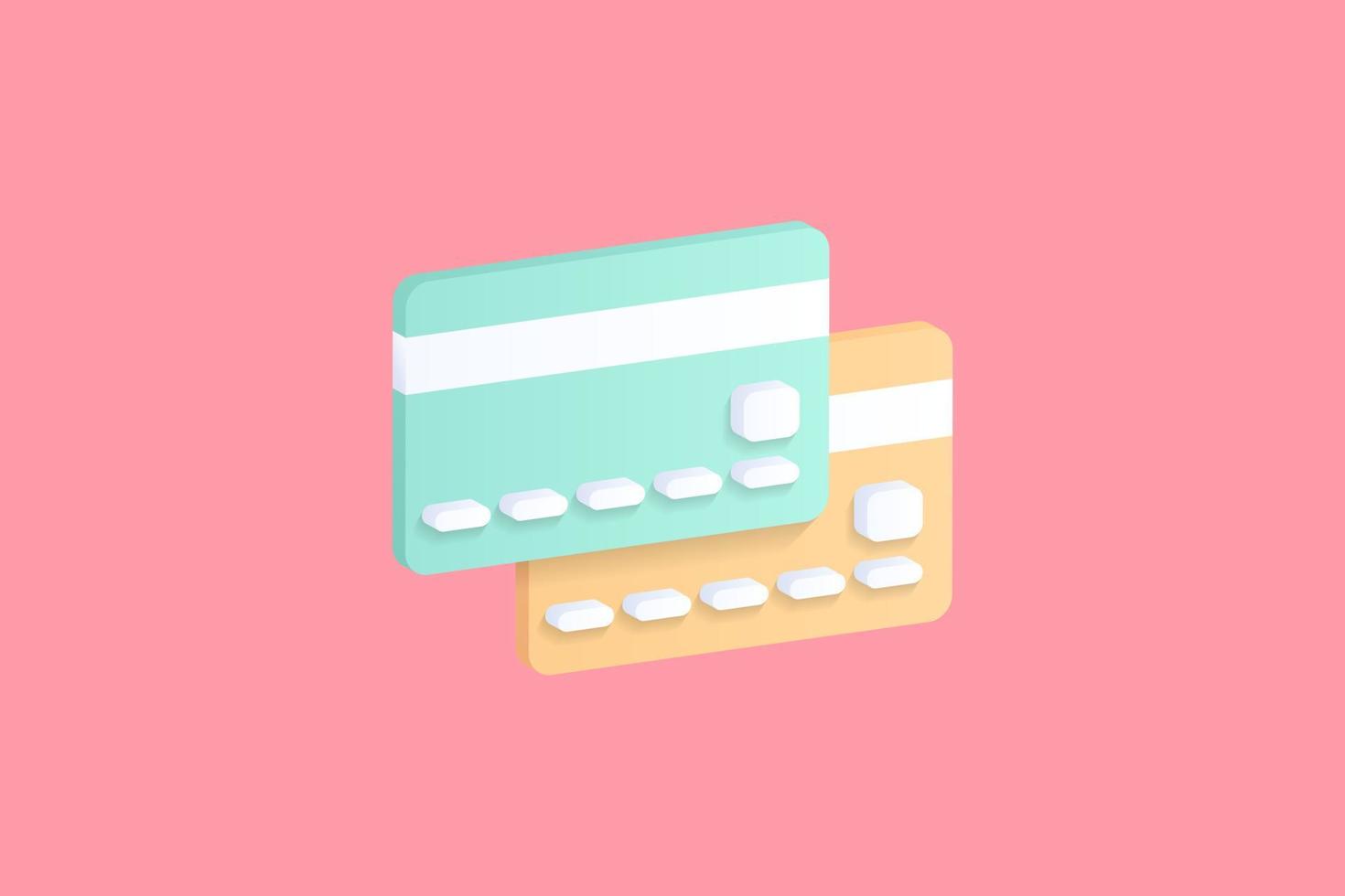 Realistic debit card 3d icon design illustrations vector