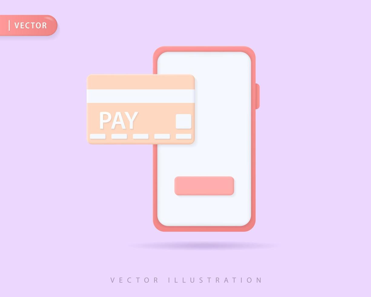 Realistic cashless payment 3d icon design illustrations vector