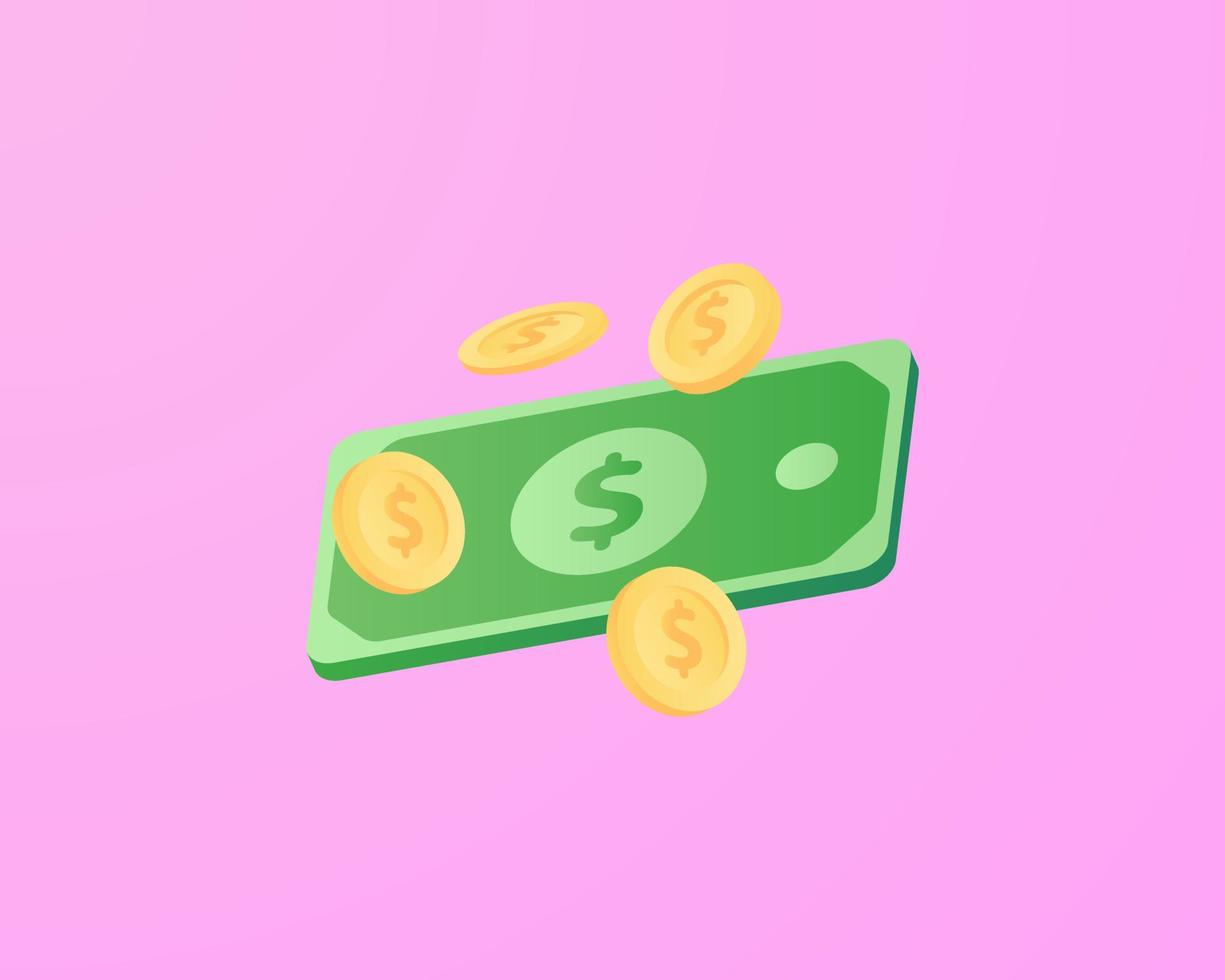 Realistic money 3d icon design illustrations vector