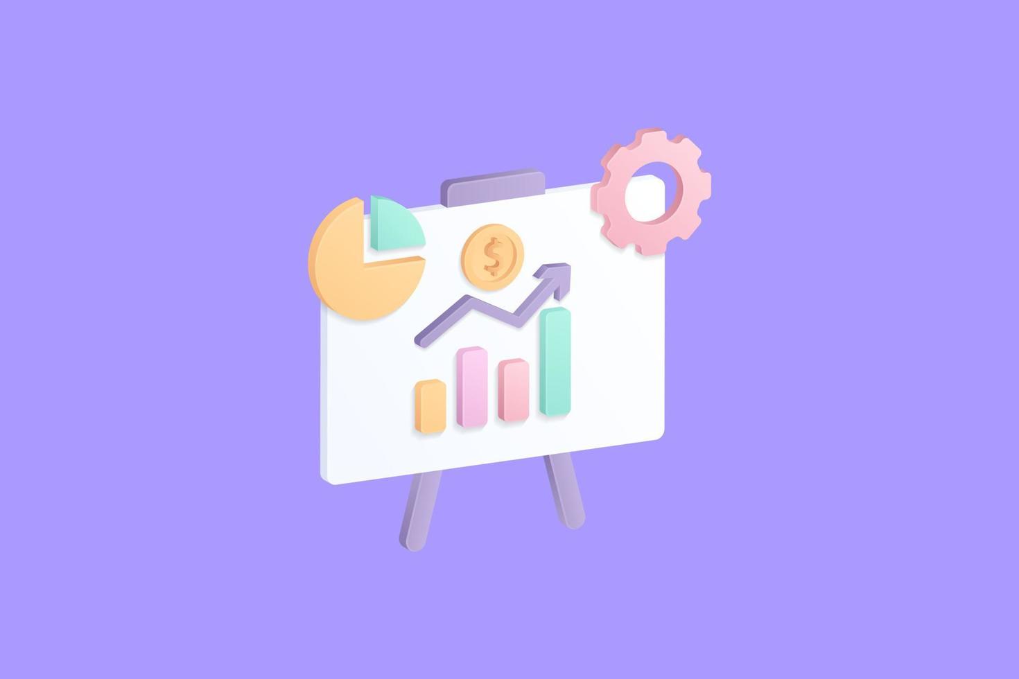 Realistic business profit 3d icon design illustrations vector