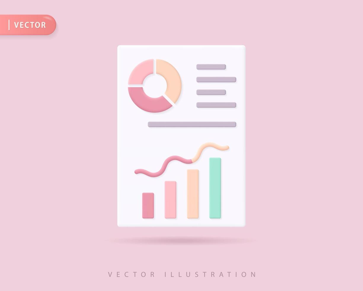 Realistic business analytics 3d icon illustrations vector