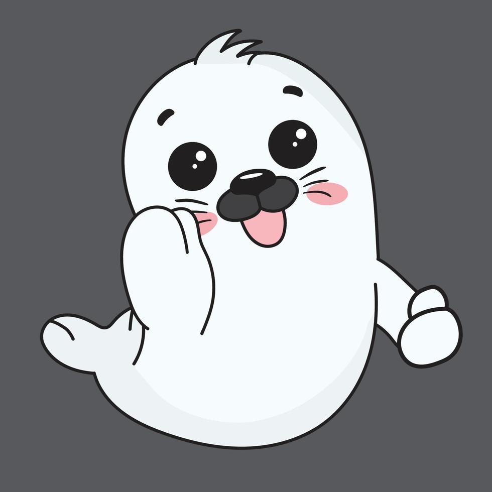 cute character cartoon white seals vector