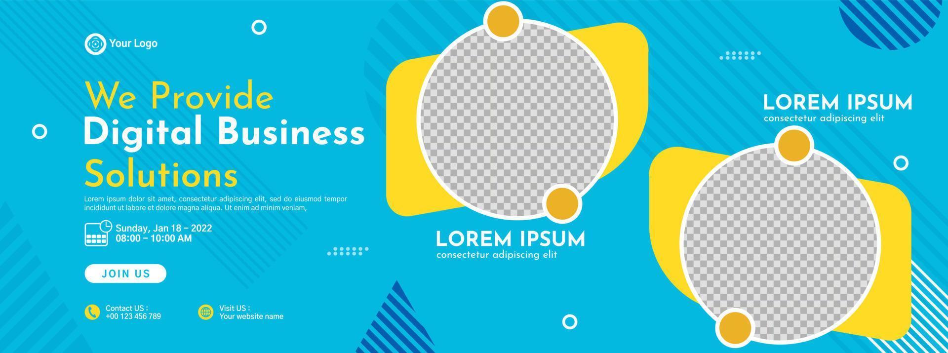 Business conference banner template design for webinar, marketing, online class program, etc vector