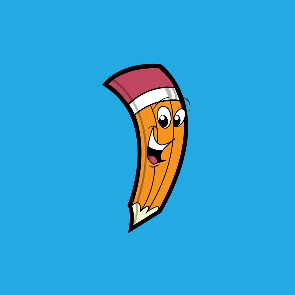 cool cartoon pencil character illustration for character editing vector