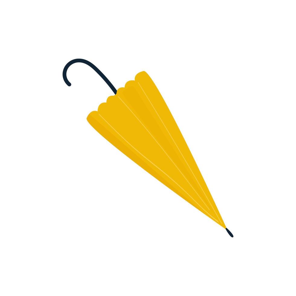 Folding umbrella. Bright yellow accessory. isolated image on white background. Funny doodle clip art. Vector illustration, hand-drawn