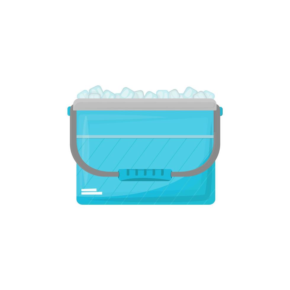 refrigerator bag is blue on white background. An open ice box. Portable portable cooler for road trips, trips to beach and taking medications. Vector illustration, flat