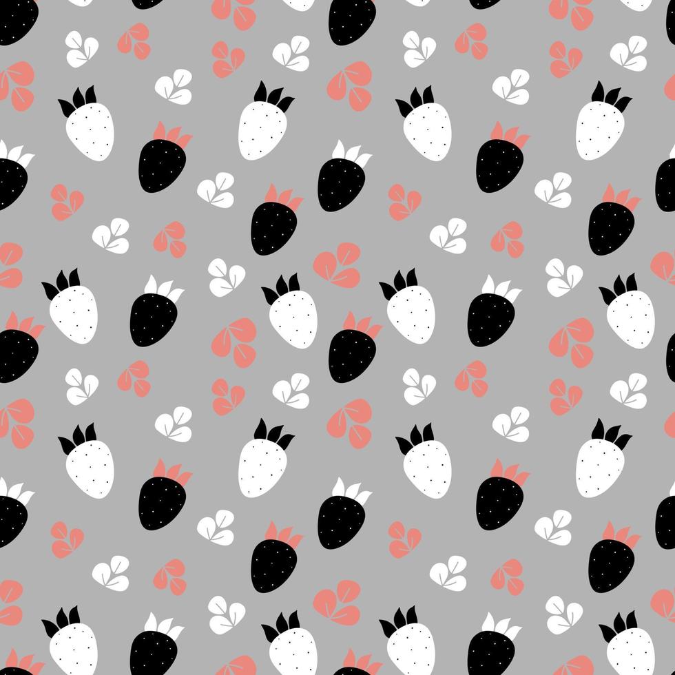 strawberry pattern seamless. Abstract background with berries. Modern design elements - cage, stripes, dots. Print for textiles, digital paper, packaging. Vector illustration, hand-drawn