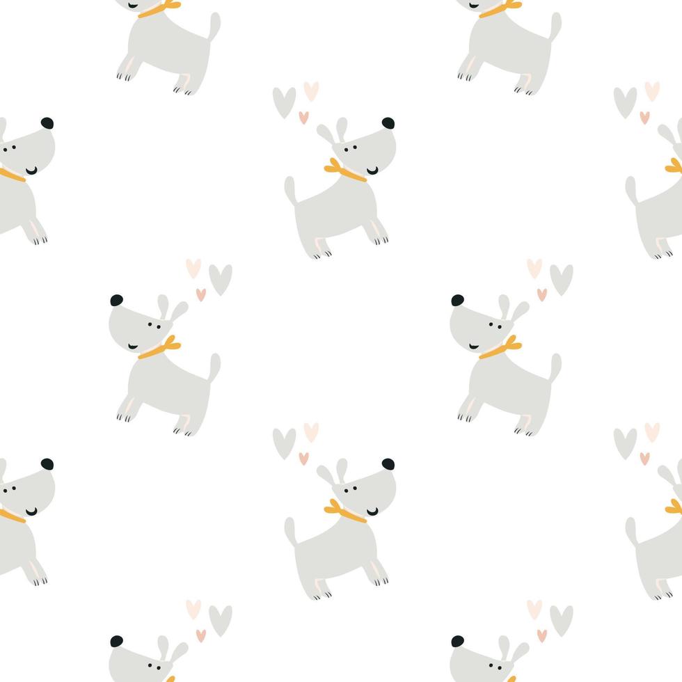 dogs pattern. Cute seamless print. Background for printing on fabric, digital paper. Universal design for decorating children's photo albums, theme parties. Vector illustration, hand-drawn
