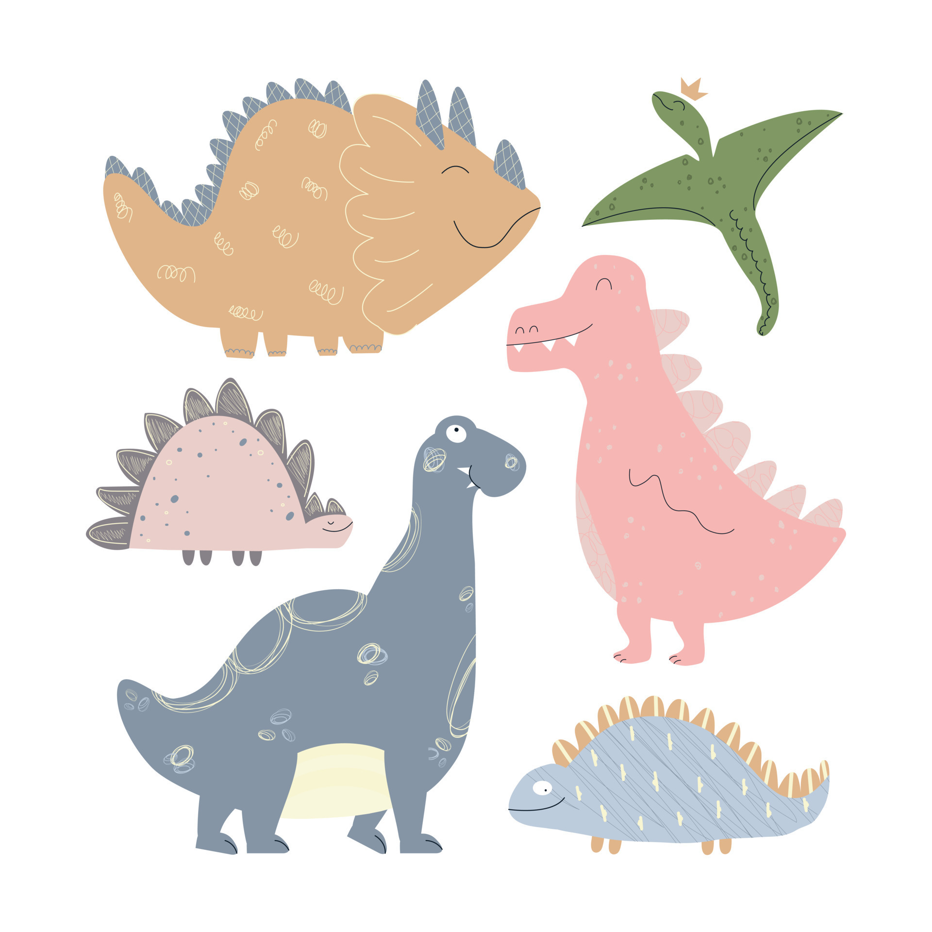 conjunto de pegatinas con diferentes tipos de dinosaurios personajes de  dibujos animados 4442706 Vector en Vecteezy