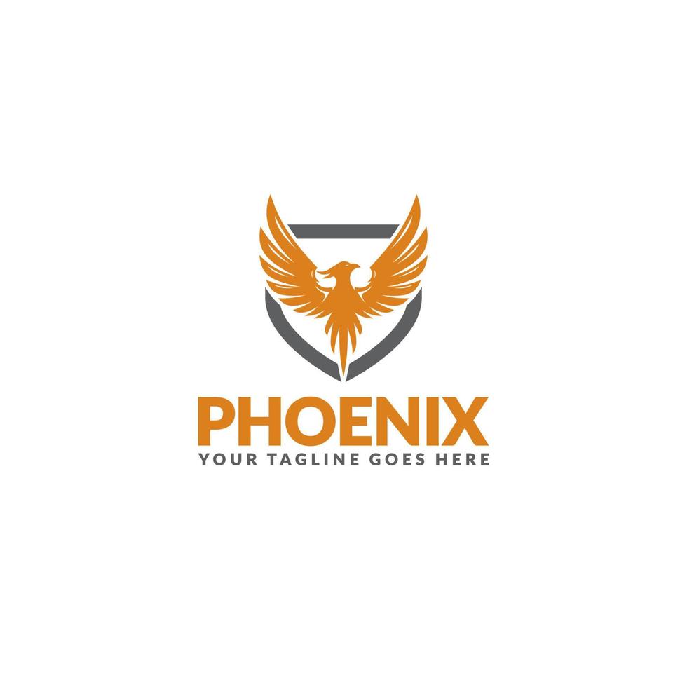 Phoenix and Shield logo or icon design vector
