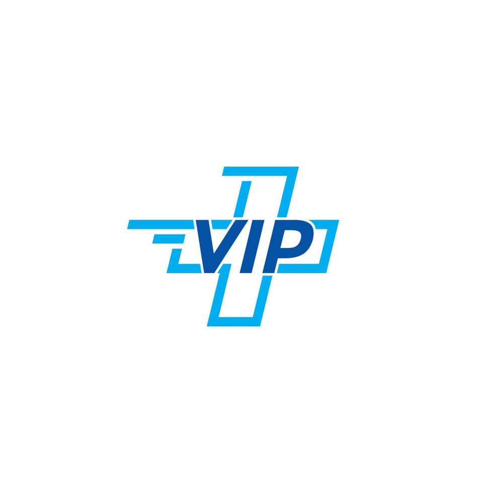 diseño de logotipo o icono de cruz médica y carta vip vector