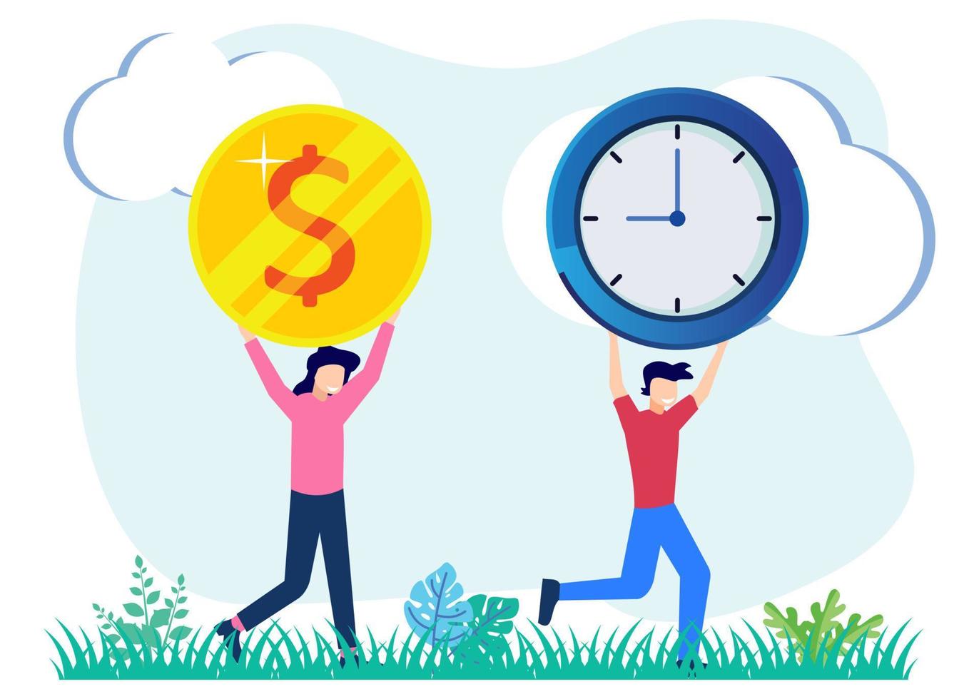 Illustration vector graphic cartoon character of time is money