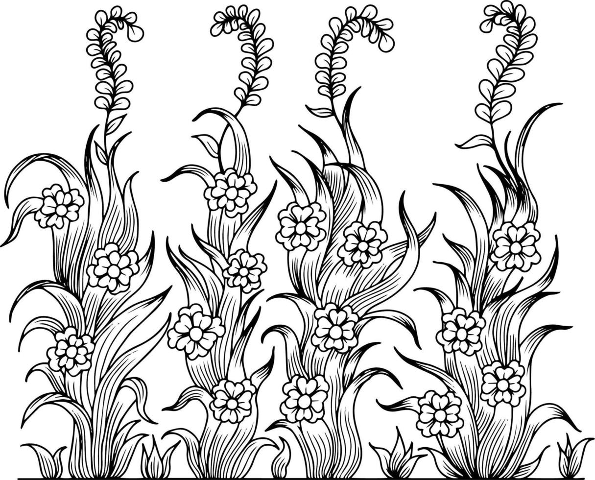 Design Vector Outline Flower Plant