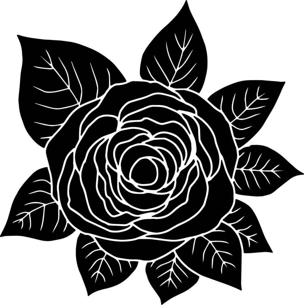 Vector Rose Flower Silhouette Design