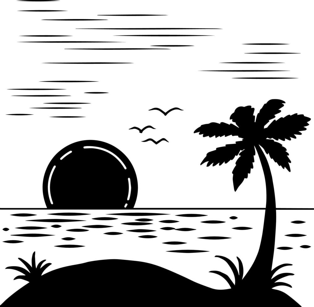 Sunset Clipart Black And White