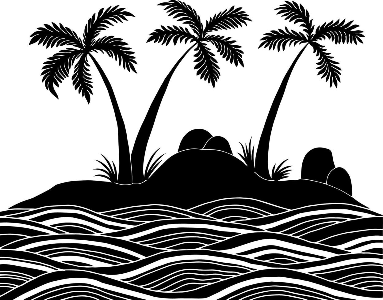 Vector Beach Palm Tree Silhouette Design