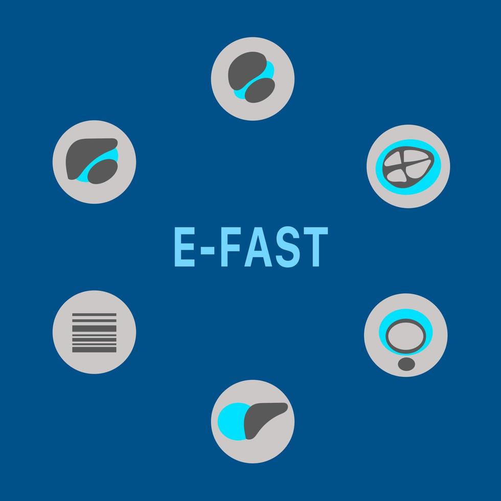 e-fast con icono que muestra una patología anormal vector