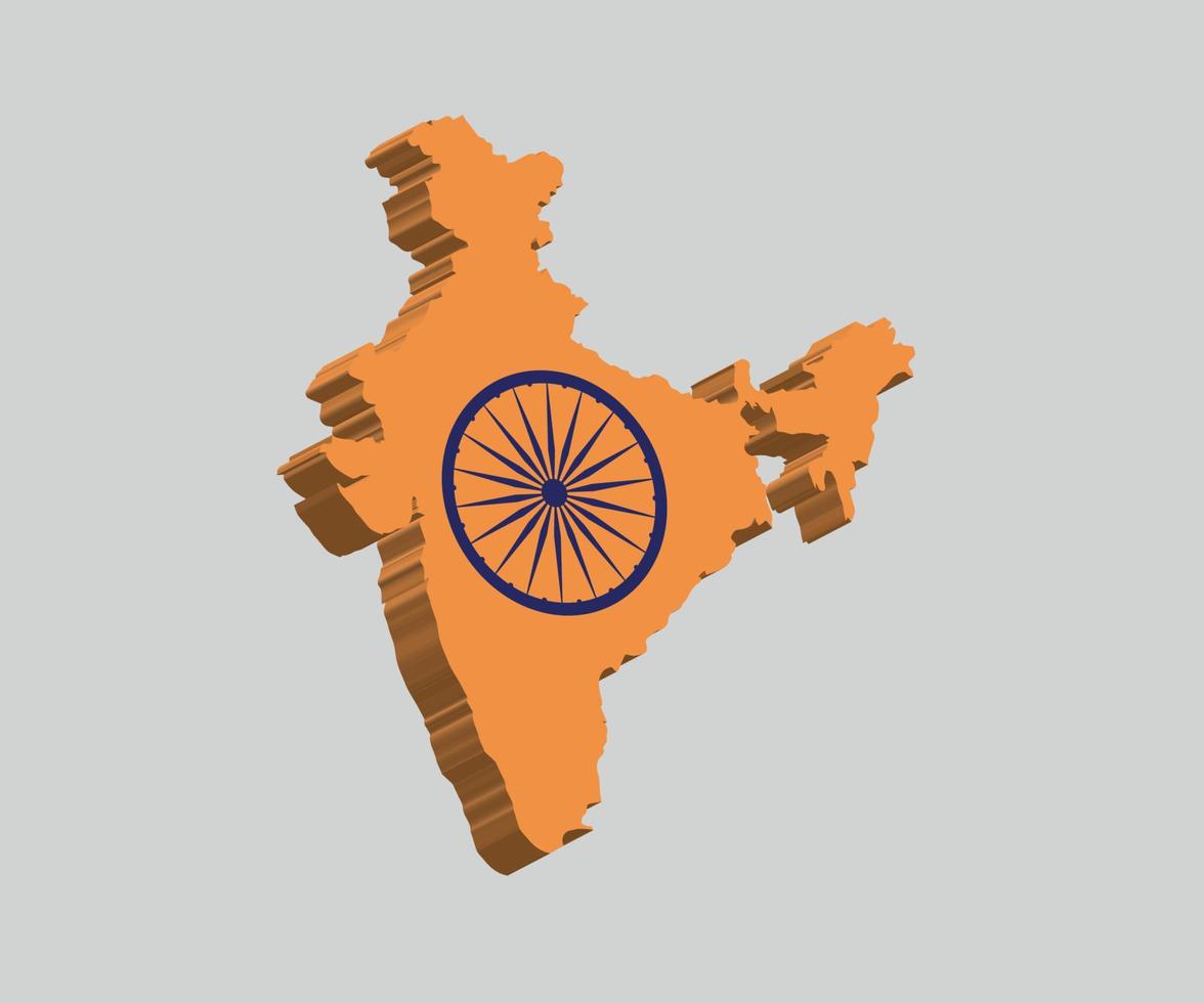 3D indian flag map illustration free vector