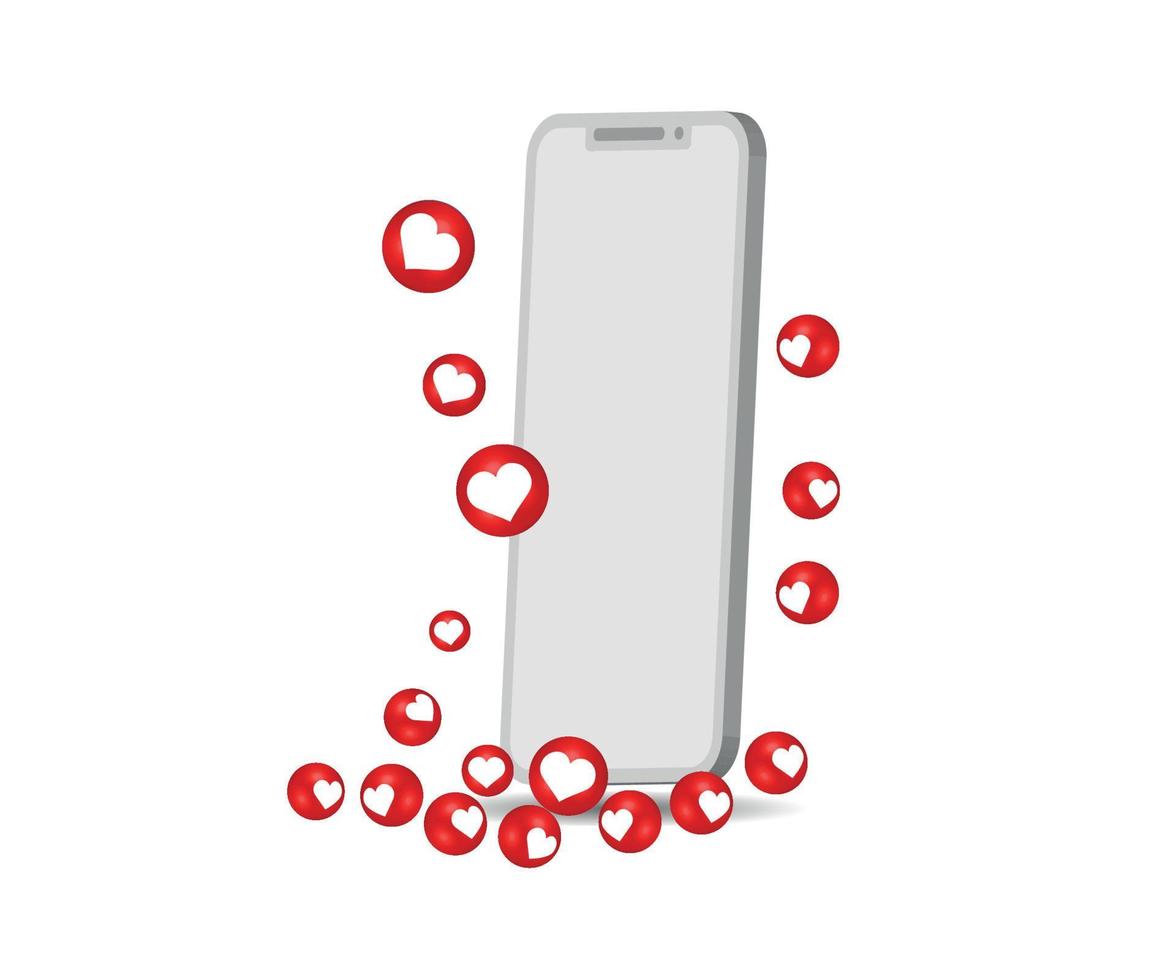 3D mobile with love ball falling free vector