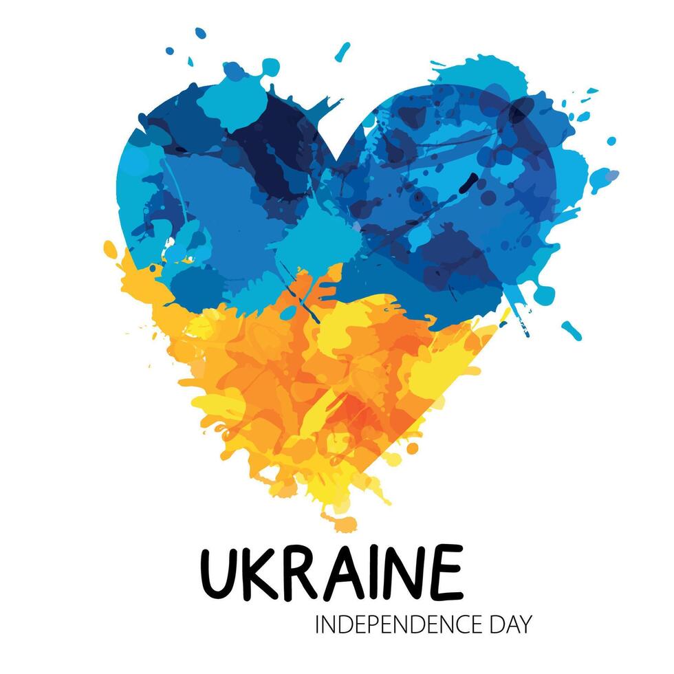 Heart grunge with Ukraine flag. Independance day sign. Heart icon with colors of Ukrainian flag. Ukraine herat concept. Vector illustration