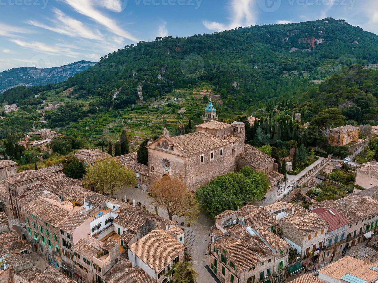 Aerial panoramic view of Valdemossa village in Mallorka photo