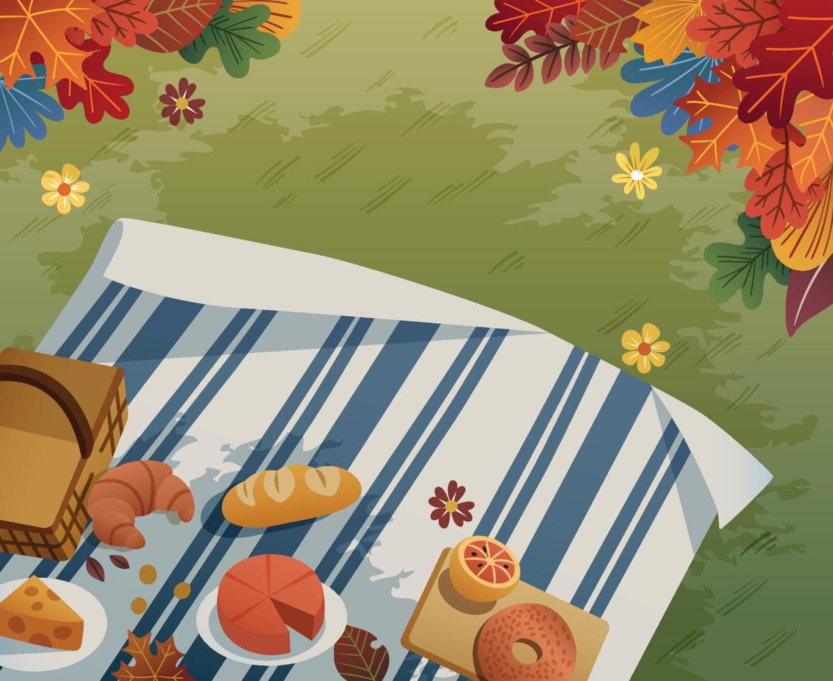 Picnic In Fall Season Background vector