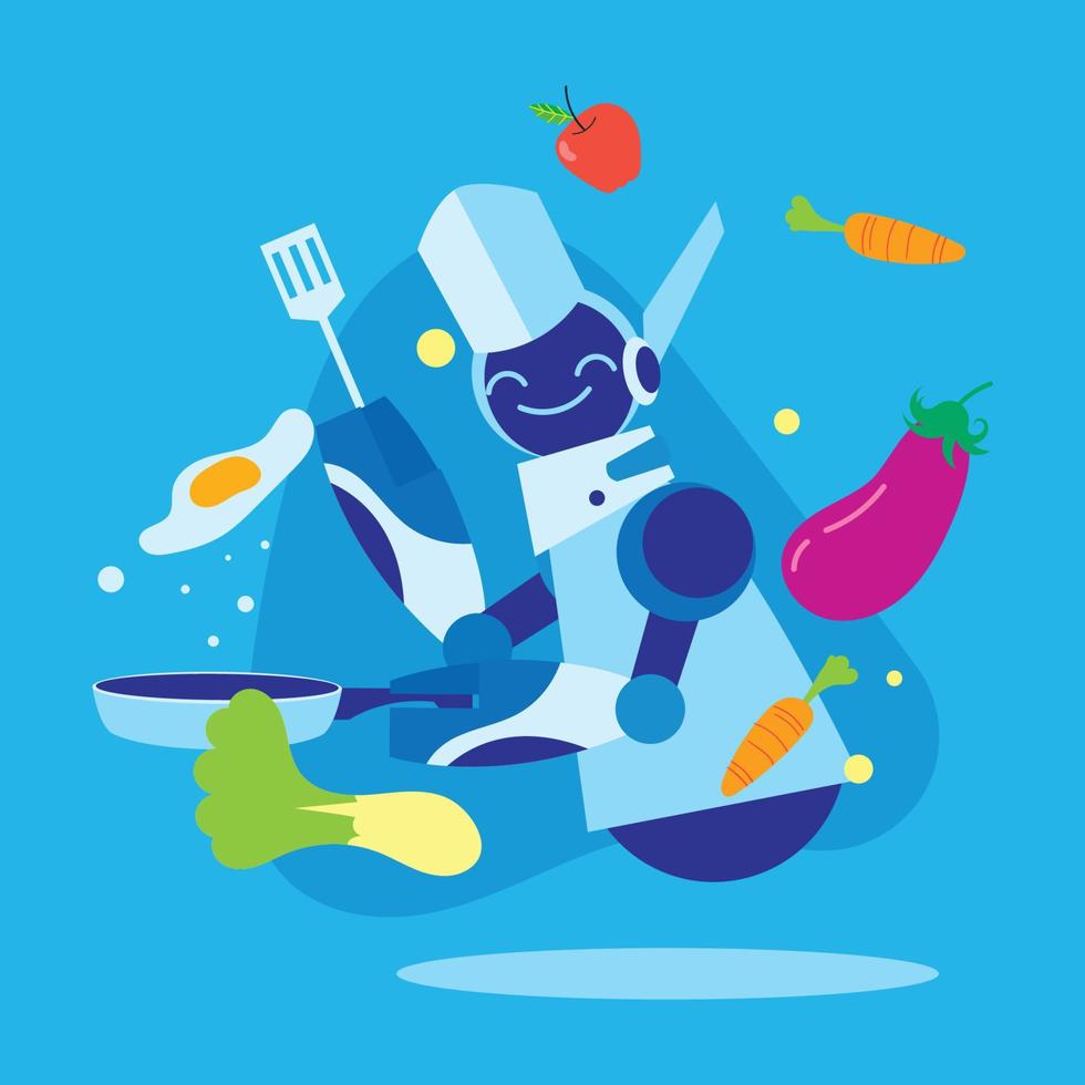 chef robot de cocina vector