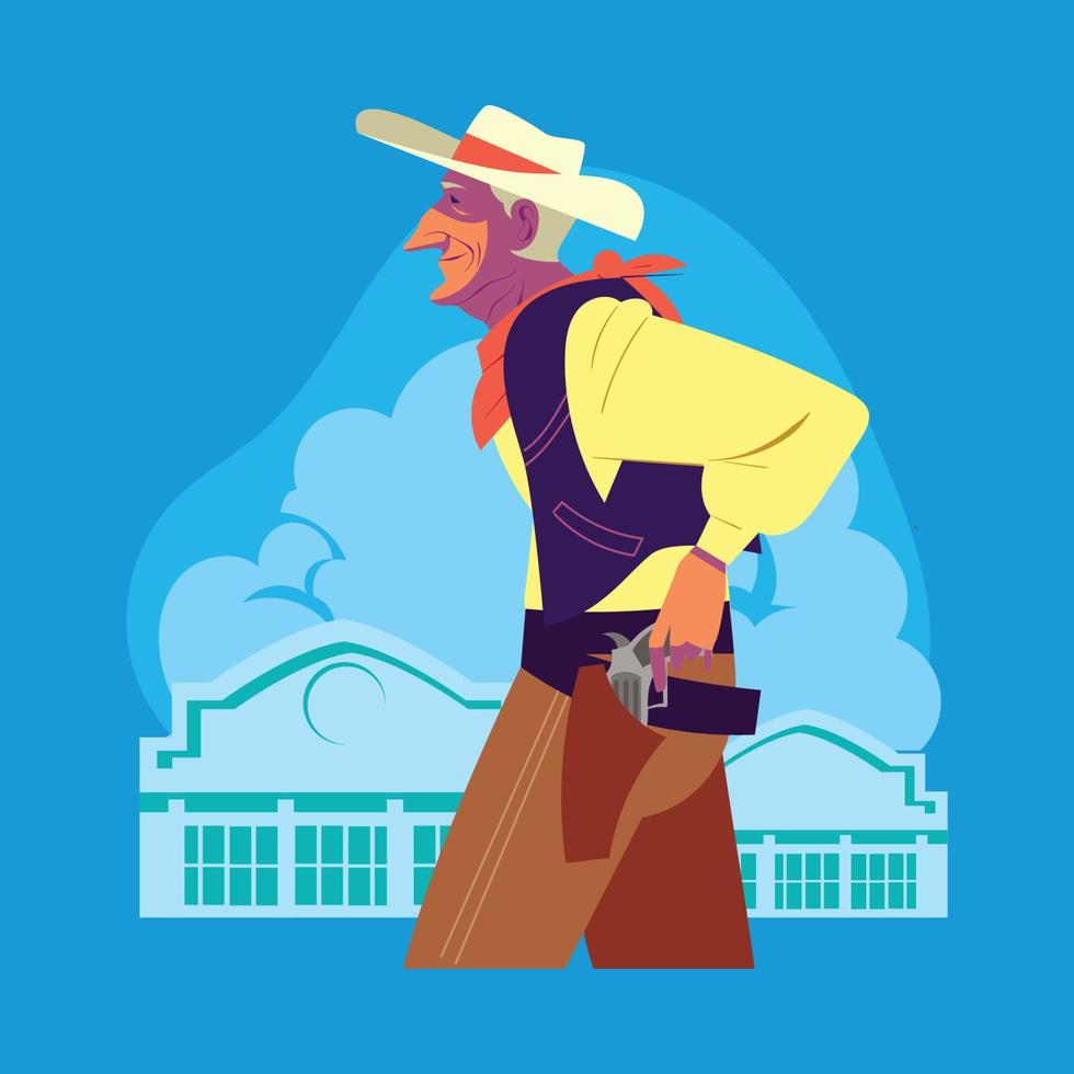 An Old Cowboy With His Gun vector