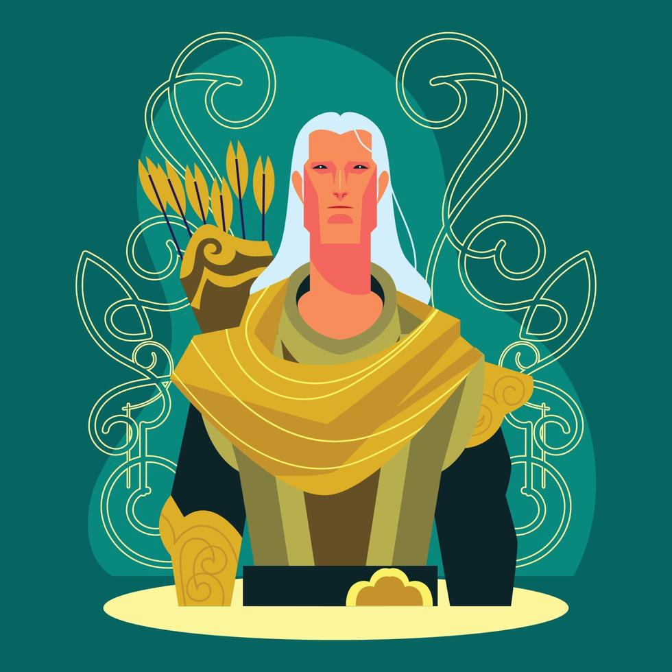 Medieval Archer With Golden Suit vector