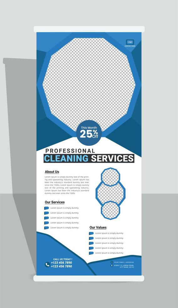 Roll up X stand banner for Cleaning services vector