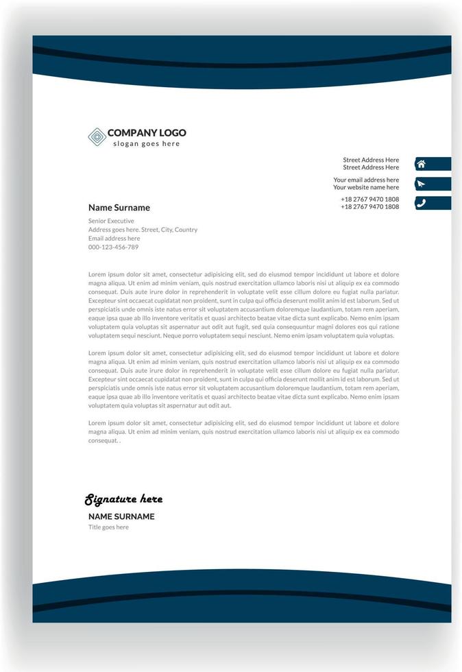 Professional modern letterhead template design vector