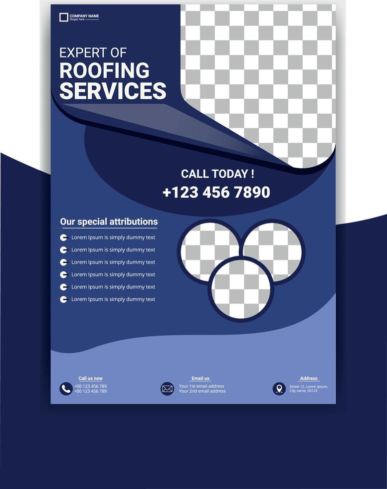 Corporate flyer template for roofing services vector