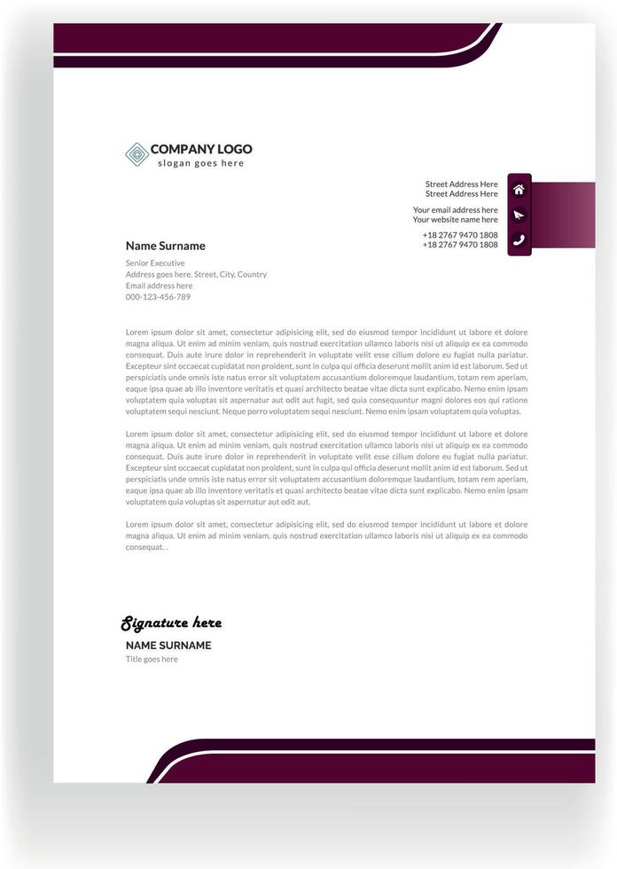 Professional modern letterhead template design vector