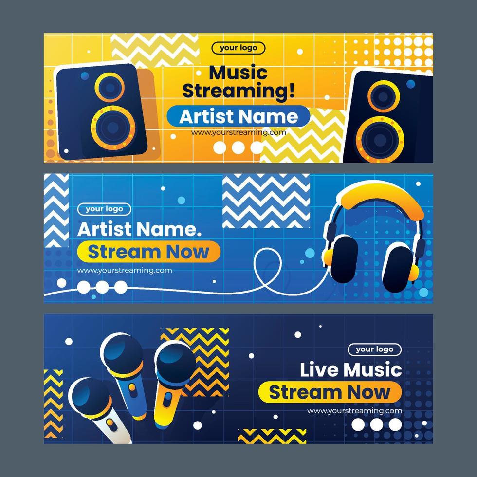 Colorful Music Streaming Banner Template vector