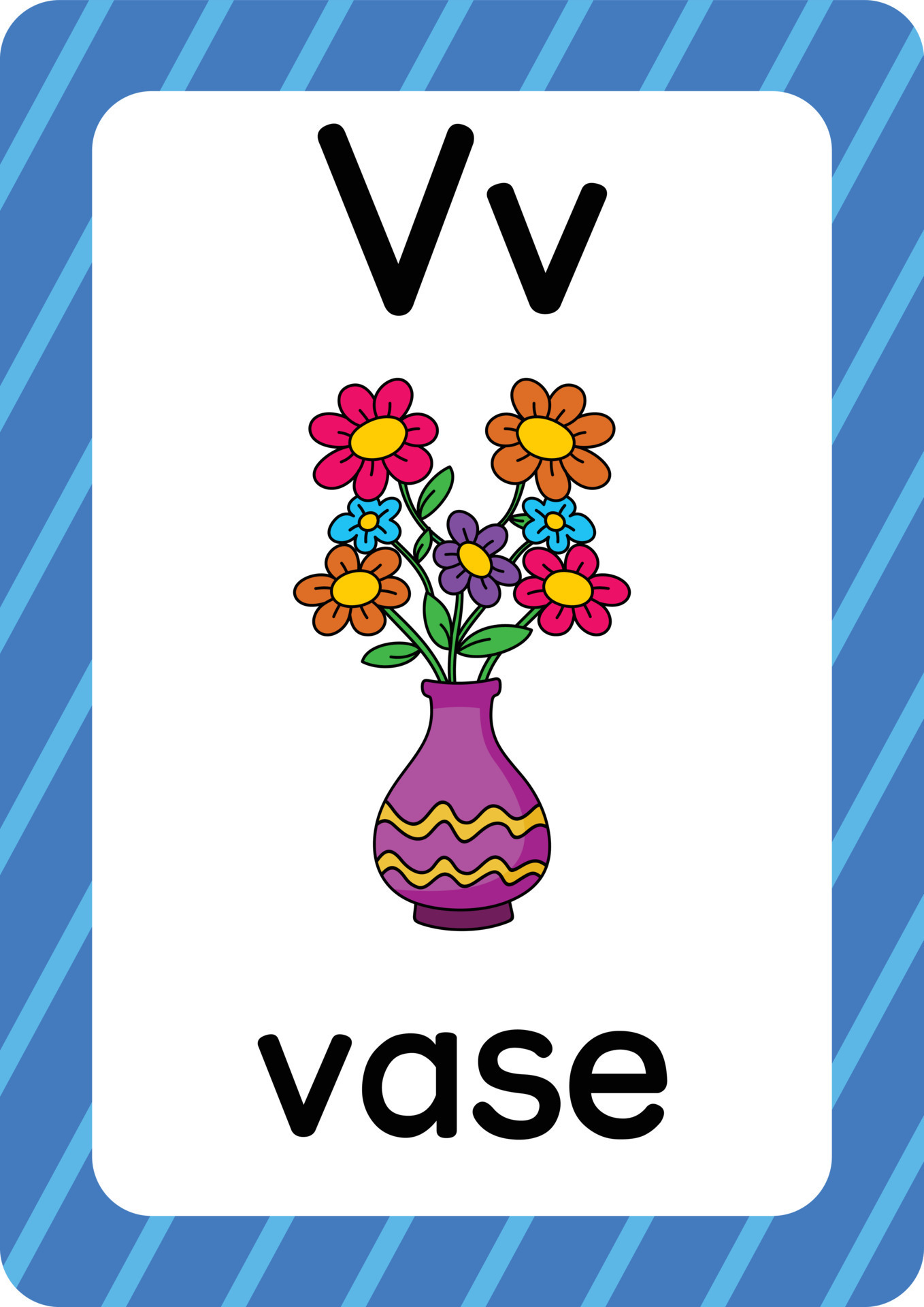 Vase vector isolated on white background letter V flashcard Vase