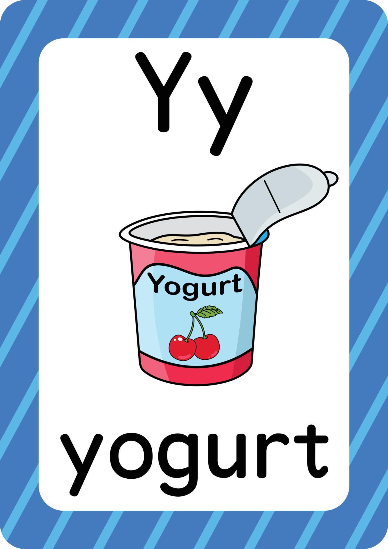 Yogurt vector isolated on white background letter Y flashcard Yogurt