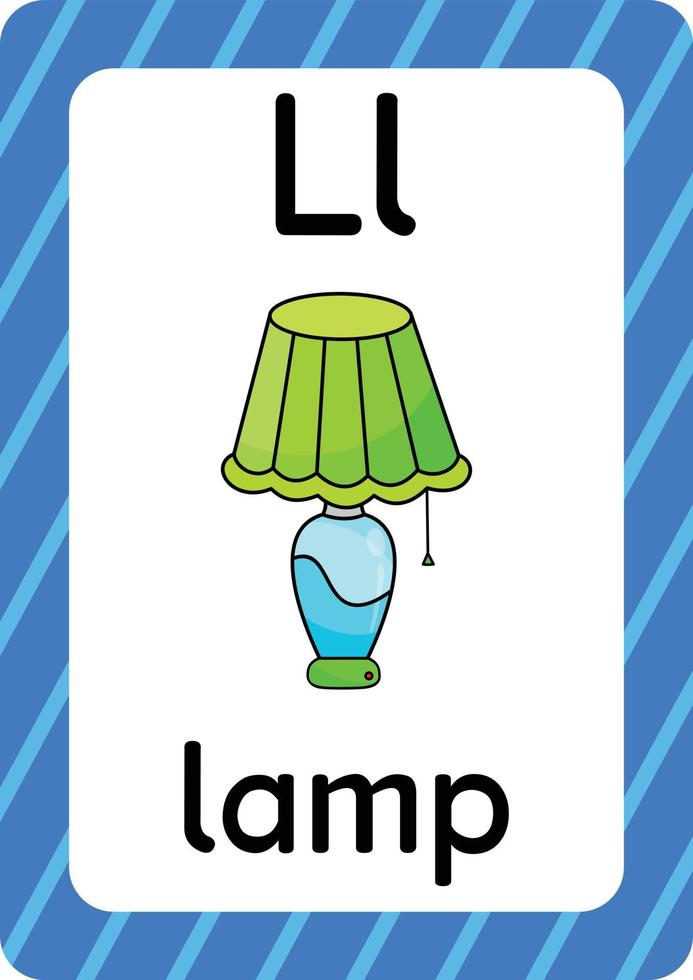 Lamp vector isolated on white background letter L flashcard Lamp cartoon